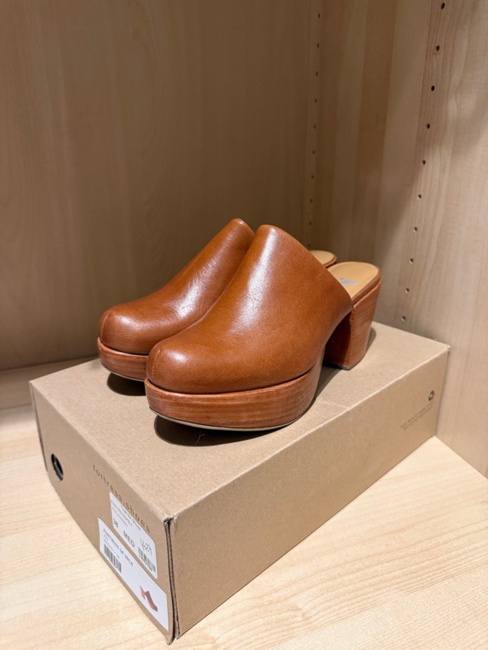 Fortress of Inca Leather Platform Clog Mules